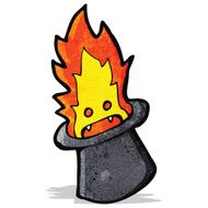 cartoon magic flaming top hat