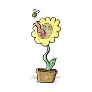 cartoon flower and bee