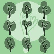 Set of cute doodle trees original cartoon tree doodles vector