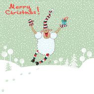 Merry card with sheep