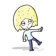 cartoon woman using calling gesture