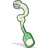cartoon haunted wine bottle