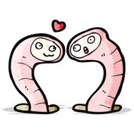 cartoon worms in love