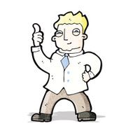 cartoon enthusiastic office man