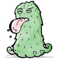funny green hairy monster cartoon N4