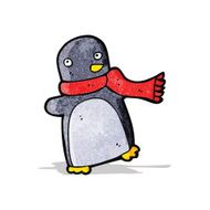 cartoon penguin wearing scarf