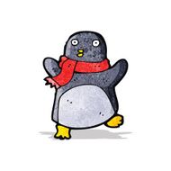 cartoon penguin wearing scarf N2