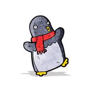 cartoon penguin wearing scarf N3