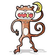 Cartoon Monkey Eating Banana N14