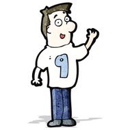 cartoon man in shirt number nine
