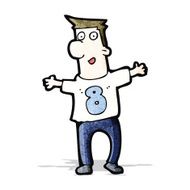 cartoon man in shirt number eight