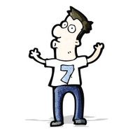cartoon man in shirt number seven