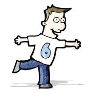 cartoon man in shirt number six