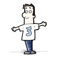 cartoon man in shirt number three