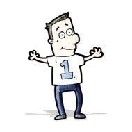 cartoon man in shirt number one