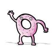 cartoon pink doughnut waving