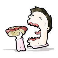 cartoon man eating junk food