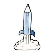 pencil rocket cartoon