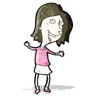 cartoon excited woman