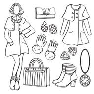 Fashion Lady with Clothing and Accessories N3