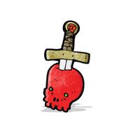 skull and sword cartoon tattoo