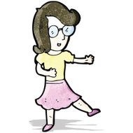 cartoon dancing woman in spectacles