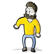 cartoon staring man with mustache