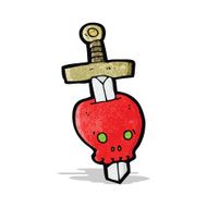 cartoon sword in skull tattoo
