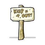 cartoon keep out sign