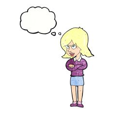 cartoon angry woman with thought bubble N22
