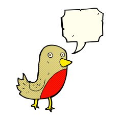 cartoon robin with speech bubble N52