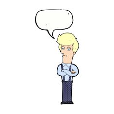 cartoon bored man with speech bubble N46