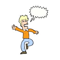 cartoon man panicking with speech bubble N66