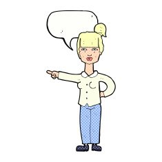 cartoon woman pointing with speech bubble N247