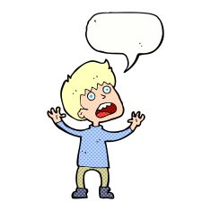cartoon stressed boy with speech bubble N11