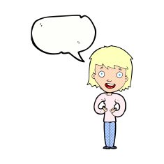 cartoon happy woman with speech bubble N294
