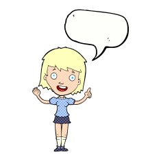 cartoon woman pointing with speech bubble N248