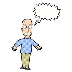 cartoon annoyed old man with speech bubble N78