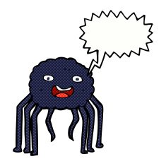 cartoon spider with speech bubble N21
