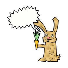 cartoon rabbit with carrot speech bubble N11