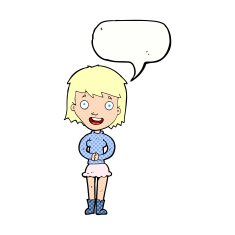 cartoon excited woman with speech bubble N151