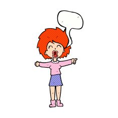 cartoon stressed out woman talking with speech bubble N11