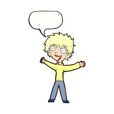cartoon excited woman with speech bubble N152