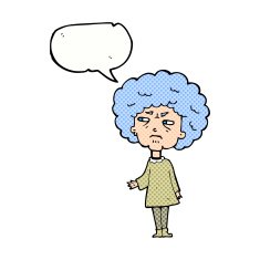cartoon old lady with speech bubble N12