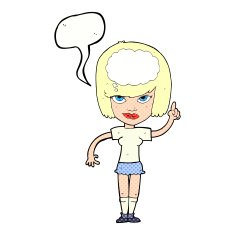 cartoon woman with idea speech bubble N287