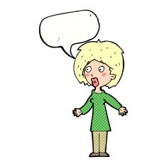 cartoon surprised woman with speech bubble N287