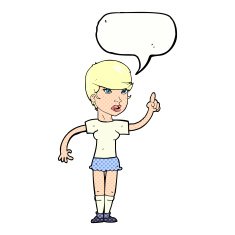 cartoon woman with idea speech bubble N288