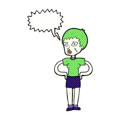 cartoon halloween girl with speech bubble N23