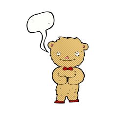cartoon teddy bear with speech bubble N184