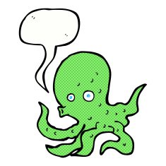 cartoon octopus with speech bubble N34